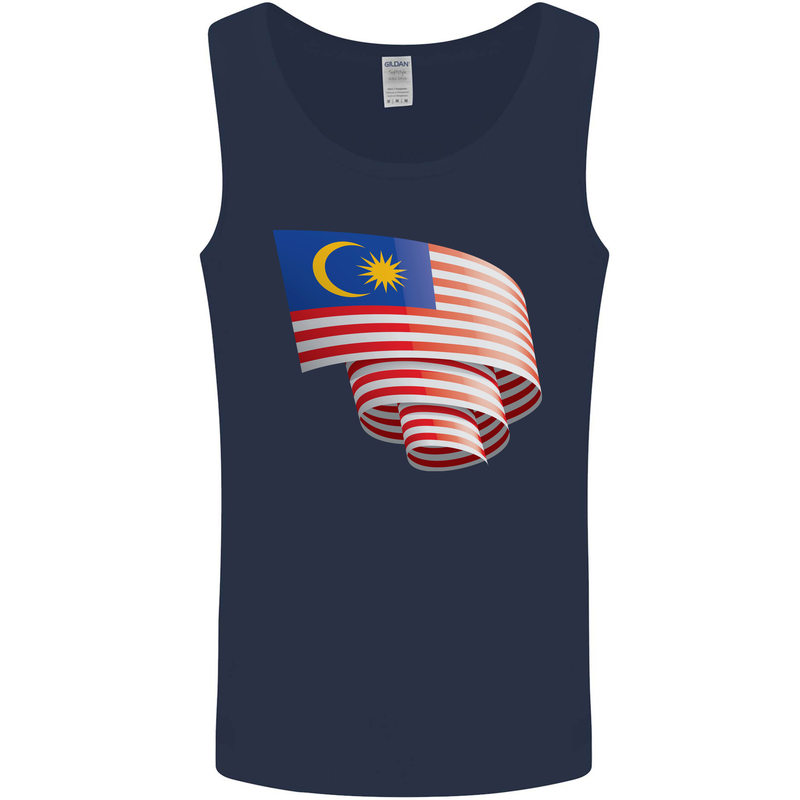 Curled Malaysia Flag Malaysian Day Football Mens Vest Tank Top Navy Blue