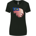 Curled Malaysia Flag Malaysian Day Football Womens Wider Cut T-Shirt Black