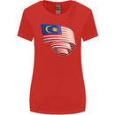 Curled Malaysia Flag Malaysian Day Football Womens Wider Cut T-Shirt Red