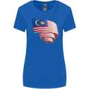 Curled Malaysia Flag Malaysian Day Football Womens Wider Cut T-Shirt Royal Blue