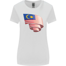 Curled Malaysia Flag Malaysian Day Football Womens Wider Cut T-Shirt White