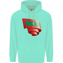 Curled Maldives Flag Maldivian Day Football Childrens Kids Hoodie Peppermint