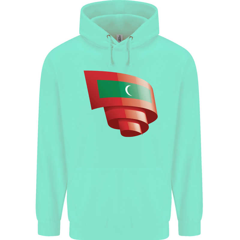 Curled Maldives Flag Maldivian Day Football Childrens Kids Hoodie Peppermint