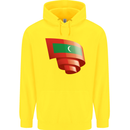 Curled Maldives Flag Maldivian Day Football Childrens Kids Hoodie Yellow