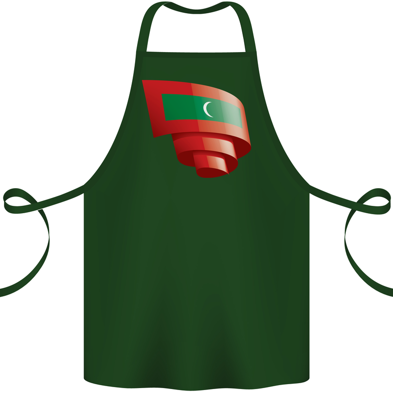 Curled Maldives Flag Maldivian Day Football Cotton Apron 100% Organic Forest Green