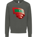 Curled Maldives Flag Maldivian Day Football Kids Sweatshirt Jumper Storm Grey