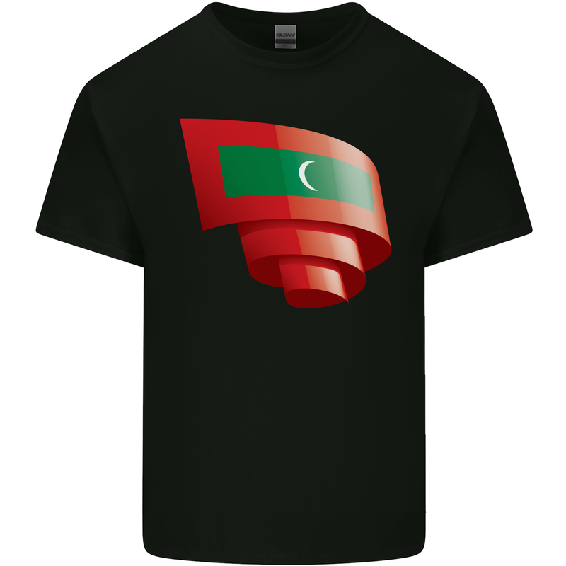 Curled Maldives Flag Maldivian Day Football Kids T-Shirt Childrens Black