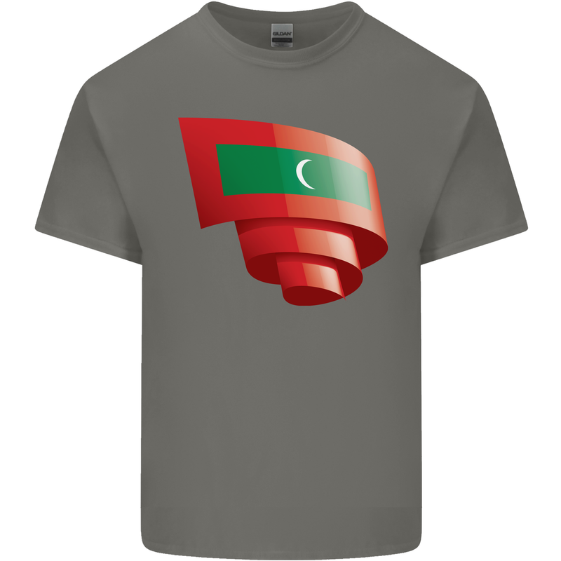 Curled Maldives Flag Maldivian Day Football Kids T-Shirt Childrens Charcoal
