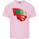 Curled Maldives Flag Maldivian Day Football Kids T-Shirt Childrens Light Pink