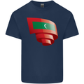 Curled Maldives Flag Maldivian Day Football Kids T-Shirt Childrens Navy Blue