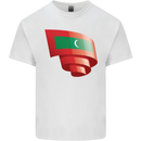 Curled Maldives Flag Maldivian Day Football Kids T-Shirt Childrens White