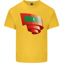 Curled Maldives Flag Maldivian Day Football Kids T-Shirt Childrens Yellow