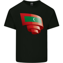 Curled Maldives Flag Maldivian Day Football Mens Cotton T-Shirt Tee Top Black