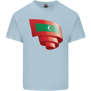 Curled Maldives Flag Maldivian Day Football Mens Cotton T-Shirt Tee Top Light Blue