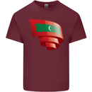 Curled Maldives Flag Maldivian Day Football Mens Cotton T-Shirt Tee Top Maroon