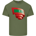 Curled Maldives Flag Maldivian Day Football Mens Cotton T-Shirt Tee Top Military Green