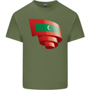 Curled Maldives Flag Maldivian Day Football Mens Cotton T-Shirt Tee Top Military Green