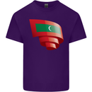 Curled Maldives Flag Maldivian Day Football Mens Cotton T-Shirt Tee Top Purple