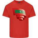 Curled Maldives Flag Maldivian Day Football Mens Cotton T-Shirt Tee Top Red