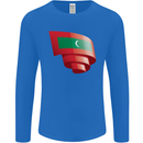 Curled Maldives Flag Maldivian Day Football Mens Long Sleeve T-Shirt Royal Blue