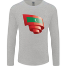 Curled Maldives Flag Maldivian Day Football Mens Long Sleeve T-Shirt Sports Grey