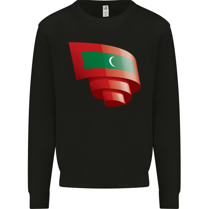 Curled Maldives Flag Maldivian Day Football Mens Sweatshirt Jumper Black