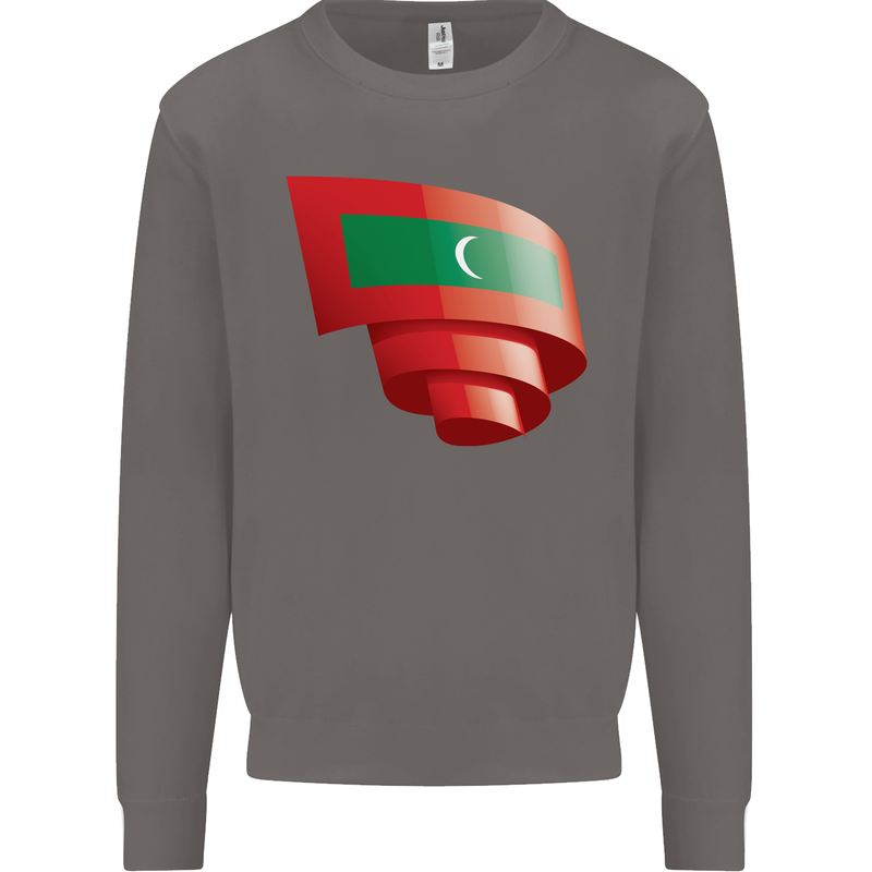 Curled Maldives Flag Maldivian Day Football Mens Sweatshirt Jumper Charcoal