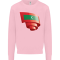 Curled Maldives Flag Maldivian Day Football Mens Sweatshirt Jumper Light Pink