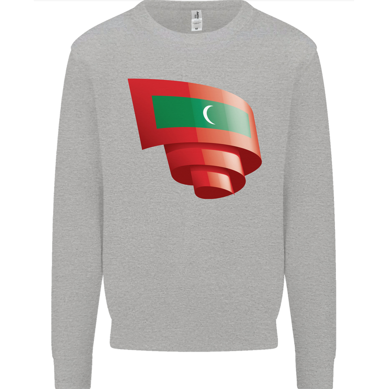 Curled Maldives Flag Maldivian Day Football Mens Sweatshirt Jumper Sports Grey