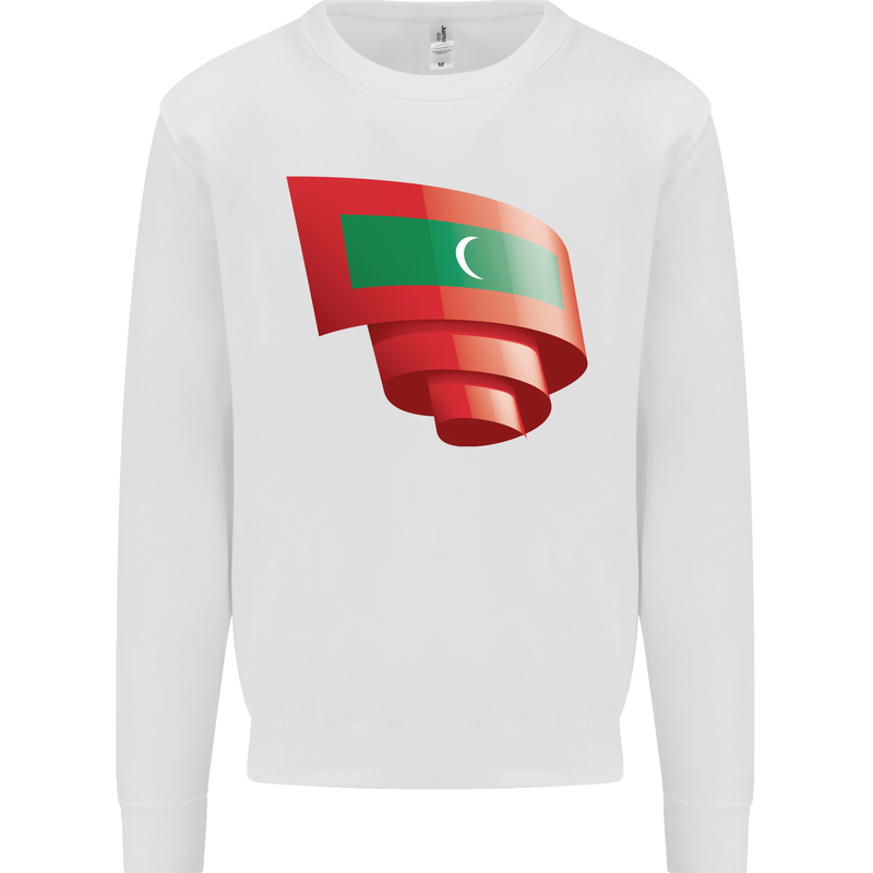 Curled Maldives Flag Maldivian Day Football Mens Sweatshirt Jumper White