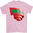 Curled Maldives Flag Maldivian Day Football Mens T-Shirt 100% Cotton Light Pink