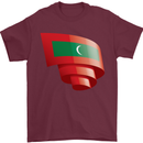 Curled Maldives Flag Maldivian Day Football Mens T-Shirt 100% Cotton Maroon