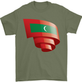 Curled Maldives Flag Maldivian Day Football Mens T-Shirt 100% Cotton Military Green