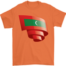 Curled Maldives Flag Maldivian Day Football Mens T-Shirt 100% Cotton Orange