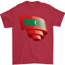 Curled Maldives Flag Maldivian Day Football Mens T-Shirt 100% Cotton Red