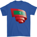 Curled Maldives Flag Maldivian Day Football Mens T-Shirt 100% Cotton Royal Blue