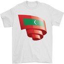 Curled Maldives Flag Maldivian Day Football Mens T-Shirt 100% Cotton White