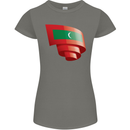 Curled Maldives Flag Maldivian Day Football Womens Petite Cut T-Shirt Charcoal