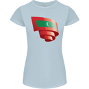 Curled Maldives Flag Maldivian Day Football Womens Petite Cut T-Shirt Light Blue