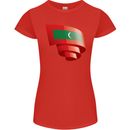 Curled Maldives Flag Maldivian Day Football Womens Petite Cut T-Shirt Red