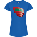 Curled Maldives Flag Maldivian Day Football Womens Petite Cut T-Shirt Royal Blue