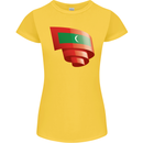 Curled Maldives Flag Maldivian Day Football Womens Petite Cut T-Shirt Yellow