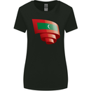 Curled Maldives Flag Maldivian Day Football Womens Wider Cut T-Shirt Black