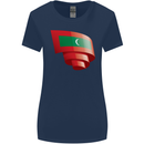 Curled Maldives Flag Maldivian Day Football Womens Wider Cut T-Shirt Navy Blue