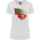 Curled Maldives Flag Maldivian Day Football Womens Wider Cut T-Shirt White