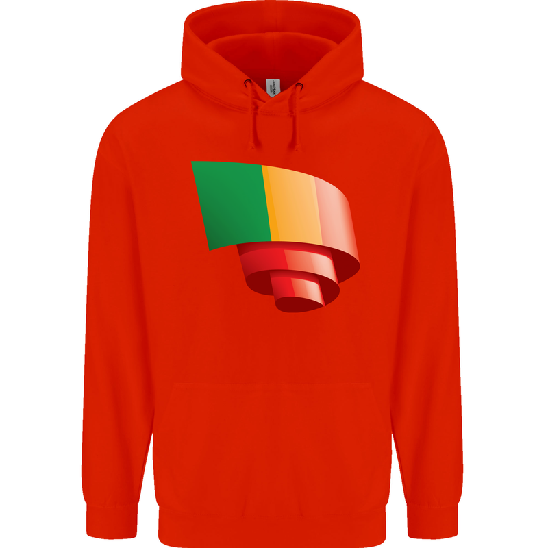 Curled Mali Flag Malian Day Football Childrens Kids Hoodie Bright Red