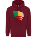 Curled Mali Flag Malian Day Football Childrens Kids Hoodie Maroon