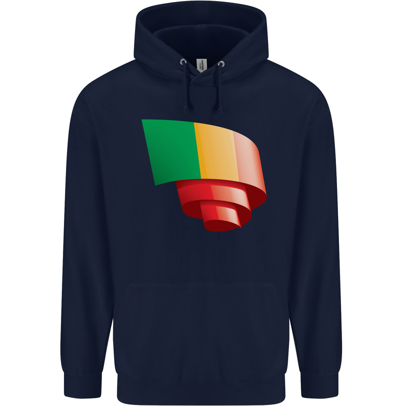 Curled Mali Flag Malian Day Football Childrens Kids Hoodie Navy Blue