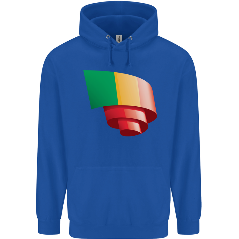 Curled Mali Flag Malian Day Football Childrens Kids Hoodie Royal Blue