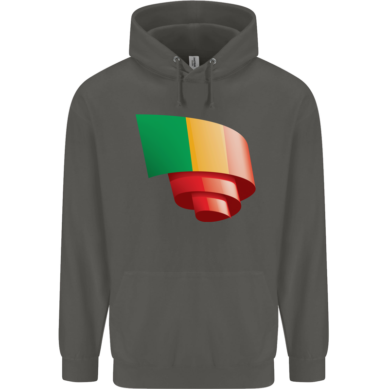 Curled Mali Flag Malian Day Football Childrens Kids Hoodie Storm Grey